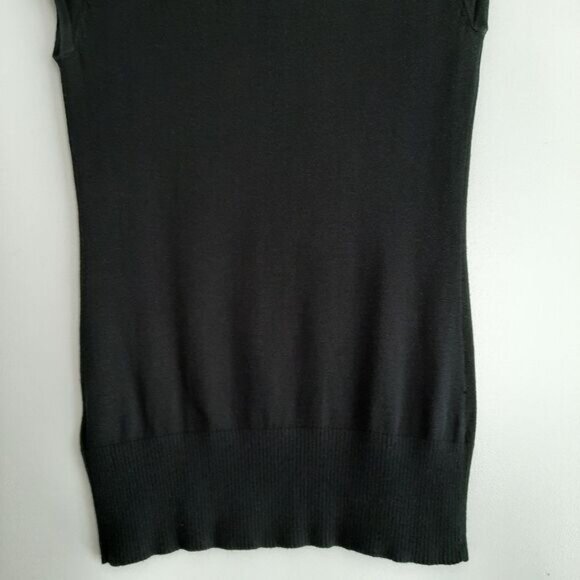 BANANA REPUBLIC Soft Cowl T-Neck Tank Top Fine Knit Black Sz S - Picture 7 of 9